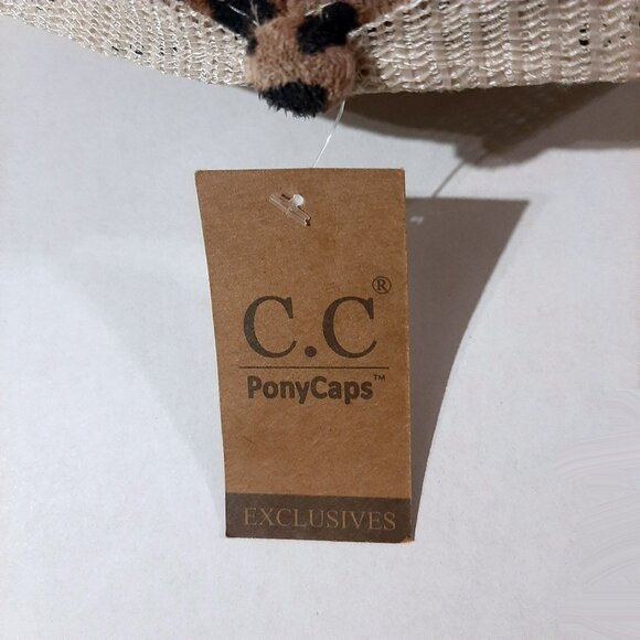 C.C Ponytail hat Adjustable Mesh Leopard print Ponycap trucker hat & slim koozie - Picture 6 of 8